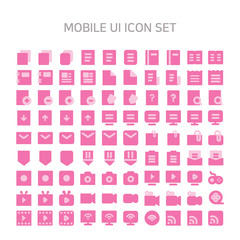 Vector illustration of mobile-ui icons for Mobile, interface, mobileui, mobile site, mobile icon, flat icon, document, note, memo, book, practice book, news, receipt, zoom, reduction, inquiry.