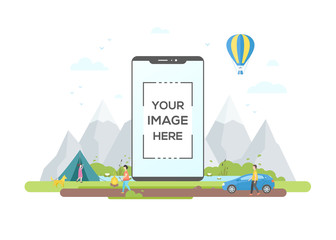 Camping and tourism - flat design style vector illustration