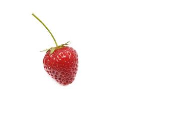 fresh strawberry with stem isolated on white background