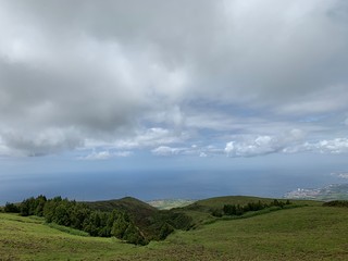 Fototapeta na wymiar Mountain landscape with lakes on São Miguel island, Azores, Portugal near Lagoa do Fogo