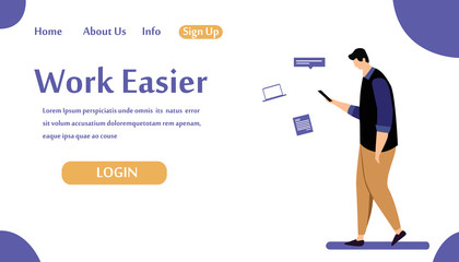 Web page design templates for Work Easier. Modern vector illustration concepts for website and mobile website development