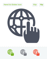 Hand Touching Globe - Sticker icons