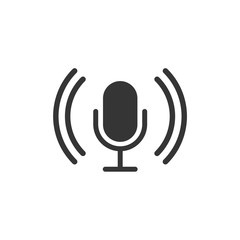 Podcast icon template black color editable. Podcast symbol Flat vector sign isolated on white background. Simple logo vector illustration for graphic and web design.