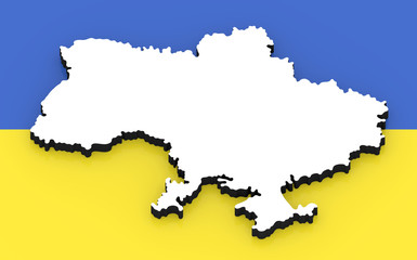 3D map of Ukraine on the national flag