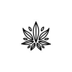 Cannabis Leaf Modern Line Art Logo design inspiration - Vector