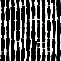 Geometric vector seamless pattern with simple shapes . Hand drawn black marker marks - squares and lines on white background.