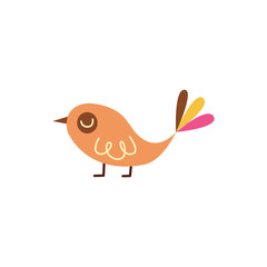 Cute cartoon bird isolated on white background - vector illustration.