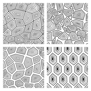 Geometric seamless art deco pattern of turtle shell vector illustration.
