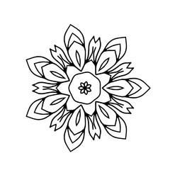 Vector round ornamental contour mandala for coloring book