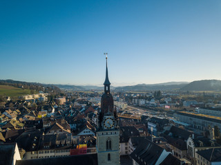 Aerial View Zofingen small city in Switzerland