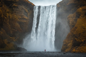 Iceland landscape in autumn waterfalls sea iceberg diamond beach black 