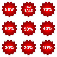 Red new stickers  labels and badges. Design element collection. 
