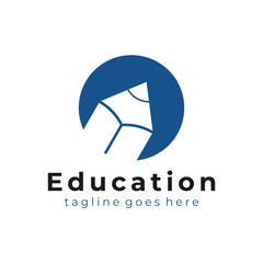 Circular Education Logo School Symbol Book Logo Design Vector Illustration