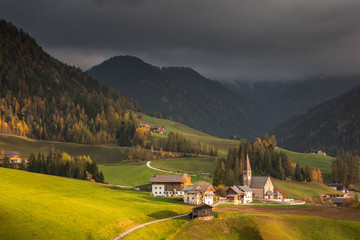 Dolomiti in Autumn landscape tree colours mountains