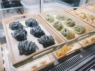 Traditional Italian fresh made colorful pasta