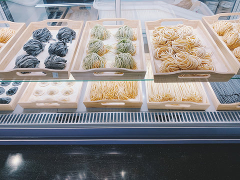 Traditional Italian fresh made colorful pasta