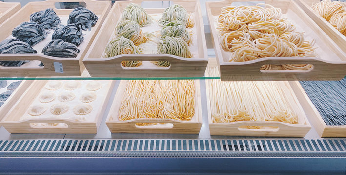 Traditional Italian fresh made colorful pasta