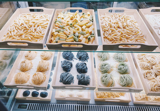 Traditional Italian fresh made colorful pasta