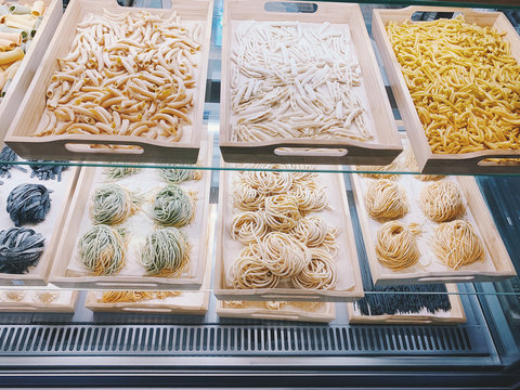 Traditional Italian fresh made colorful pasta