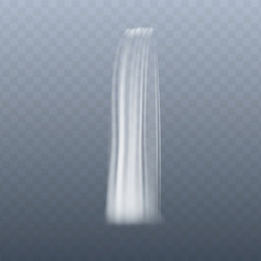 Thin vertical waterfall stream in motion, realistic effect of water flowing down © sabelskaya