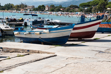 Boats in the port of Mondello Sicily