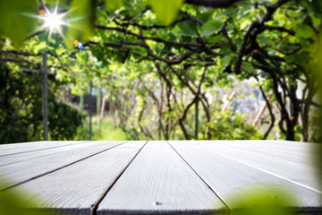 Summer background of window and empty desk of free space 