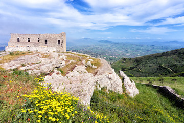 Fototapeta na wymiar Panorama Spanish Quarter in Erice in Sicily, Italy