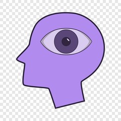 Eye inside human head icon. Cartoon illustration of eye inside human head vector icon for web