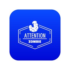 Zombie icon blue vector isolated on white background