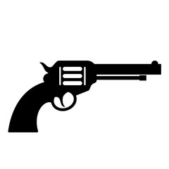 Gun revolver vector icon - obrazy, fototapety, plakaty