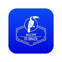 Brazil bird icon blue vector isolated on white background