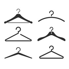 Wooden suit hanger vector icon set