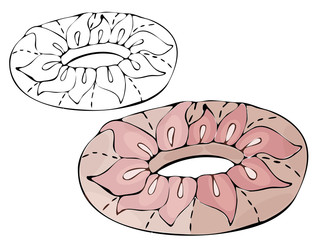 Vector isolated coloring bakery products, dessert