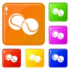 Tennis ball icons set collection vector 6 color isolated on white background