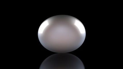 3D illustration of amorphous, stretched W. The substance is deformed and dented. An example of plasticity and flexibility. 3D rendering of an abstract object on a black reflective background.