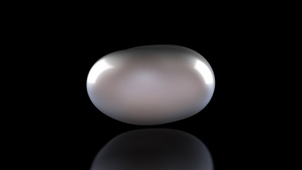 3D illustration of an amorphous, stretched body. The substance is deformed and dented. An example of plasticity and flexibility. 3D rendering of an abstract object on a black reflective background.