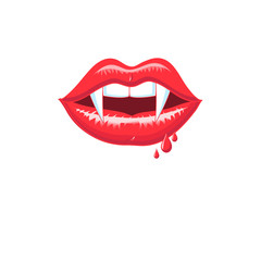 Illustration vector lovely red shiny vampire lips
