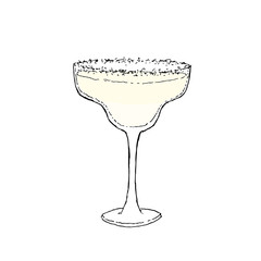 Margarita Cocktail Color Digital drawing vector illustration. Glass on white isolated background