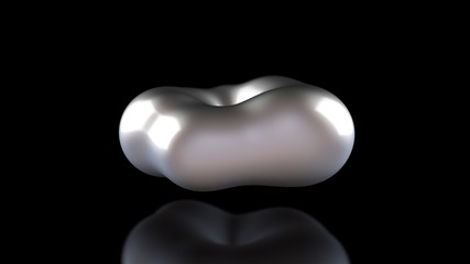 3D illustration of amorphous white drops of different shapes in space on a black reflective background. Abstract image for screensavers and background 3D rendering of futuristic object, glowing liquid