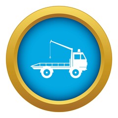 Car towing truck icon blue vector isolated on white background for any design