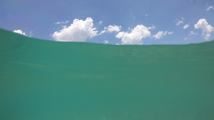 Underwater photo of tropical exotic emerald sea