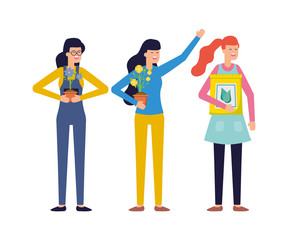 people gardening flat design