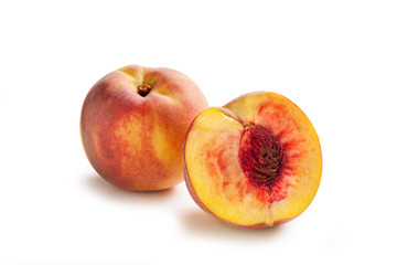 fresh peaches isolated on white background