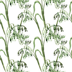 Fototapeta na wymiar Seamless pattern of Oat, watercolor illustration of cereals and muesli, background for healthy food.perfect for the textile and wallpapers.
