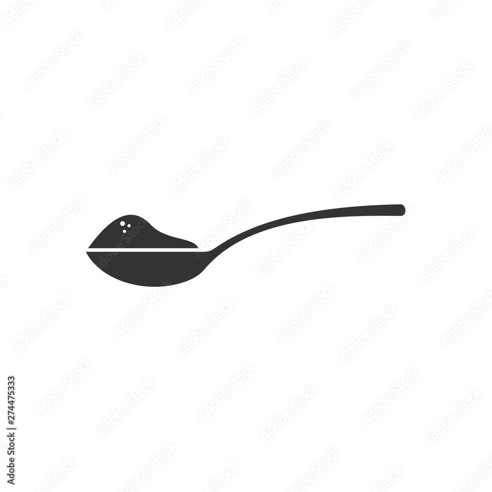 Poster Spoon with sugar icon template black color editable. Teaspoon with sugar symbol Flat vector sign isolated on white background. Simple logo vector illustration for graphic and web design.