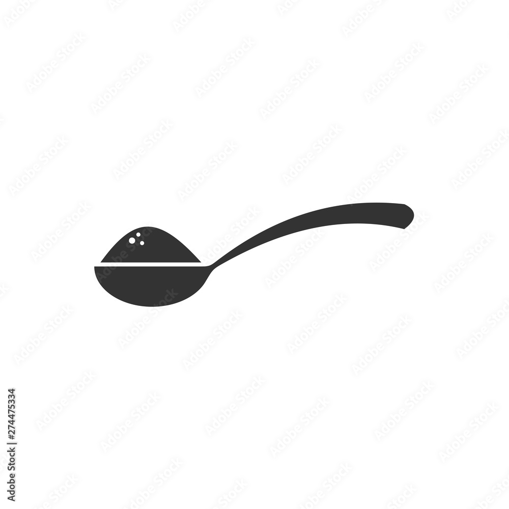 Poster Spoon with sugar icon template black color editable. Teaspoon with sugar symbol Flat vector sign isolated on white background. Simple logo vector illustration for graphic and web design.