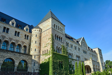 Stone Imperial castle with tower in Poznan.