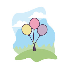 Obraz na płótnie Canvas set balloons helium in landscape