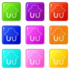 Defibrillator icons set 9 color collection isolated on white for any design
