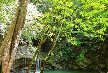 Fototapeta premium Waterfall of 7 Altars Izabal Guatemala